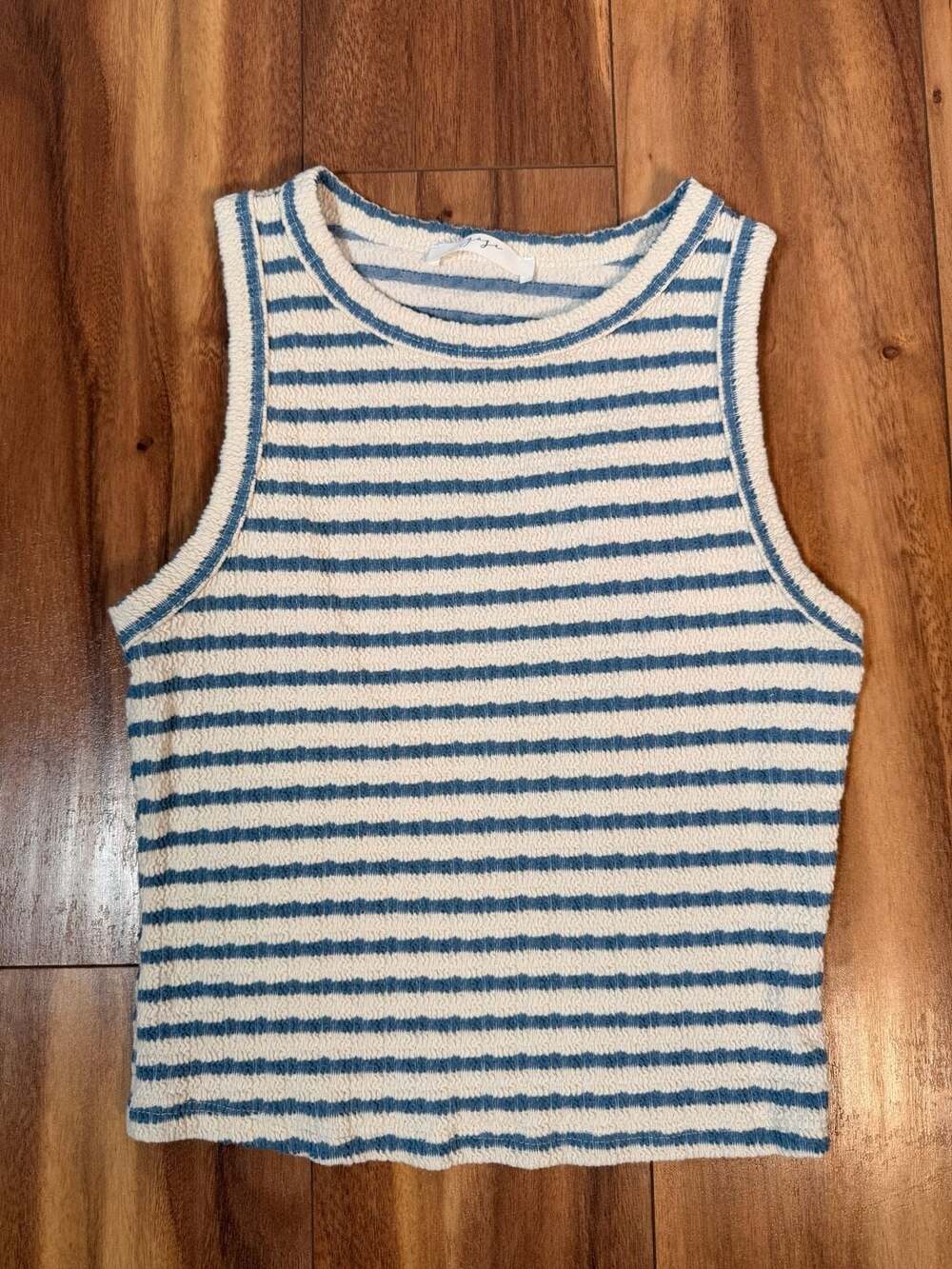 Gaze Striped Textured Tank Top
